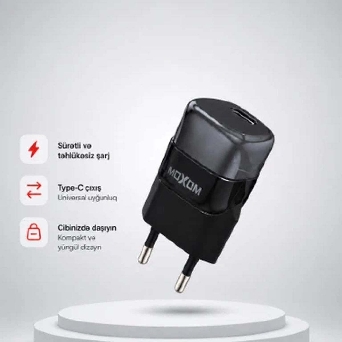 Φορτιστής GaN PD 20W με USB-C MOXOM MX-HC202 - Image 10