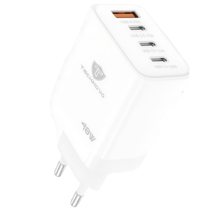 Φορτιστής Ταξιδίου 48W PD & QC3.0 με 1 USB-A και 3 USB-C TECHNOVO TN-C048