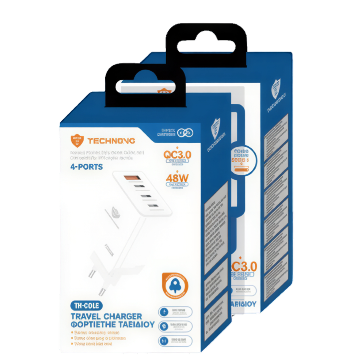 Φορτιστής Ταξιδίου 48W PD & QC3.0 με 1 USB-A και 3 USB-C TECHNOVO TN-C048 - Image 2