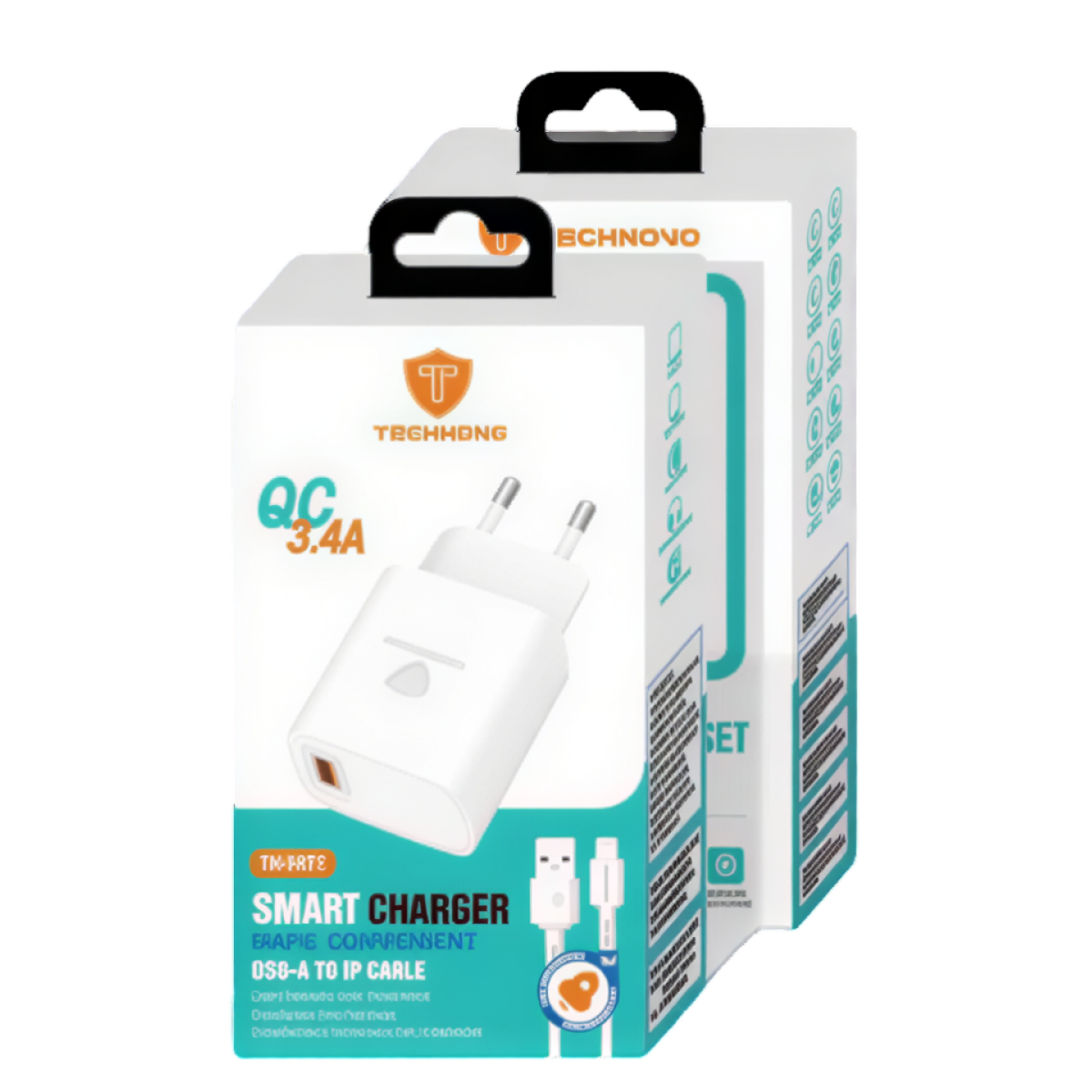 Φορτιστής USB-A QC 3.4A με Καλώδιο Lightning 1m TECHNOVO TN-F072 - Image 2