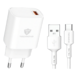 Φορτιστής USB-A QC 3.4A με Καλώδιο USB-C 1m TECHNOVO TN-F073