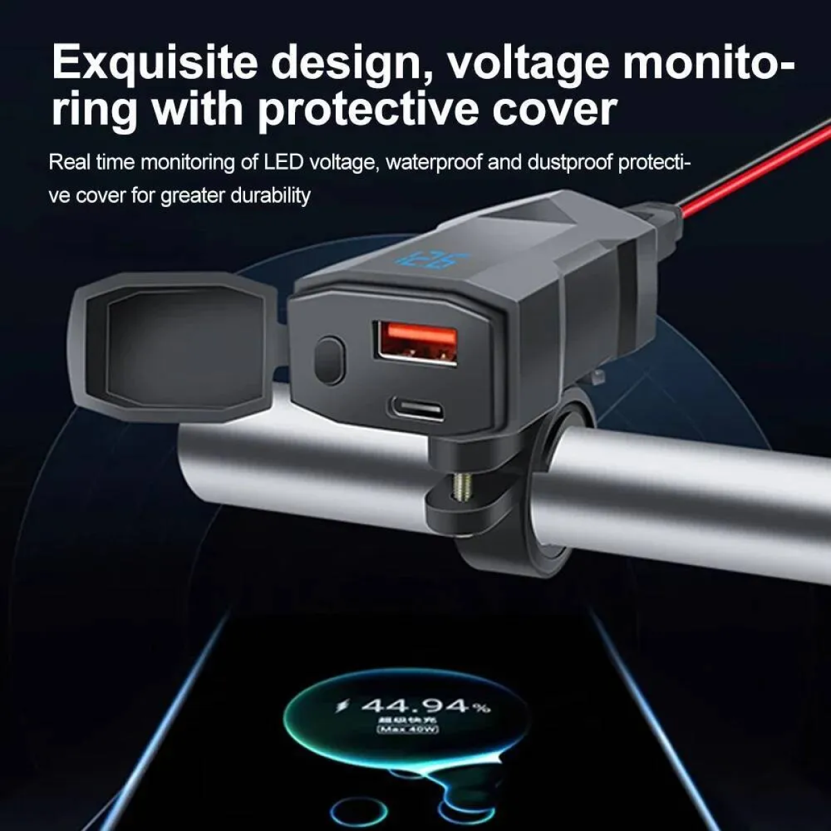 Φορτιστής USB & USB-C PD 30W Μοτοσυκλέτας Αδιάβροχος W17580-5 - Image 3