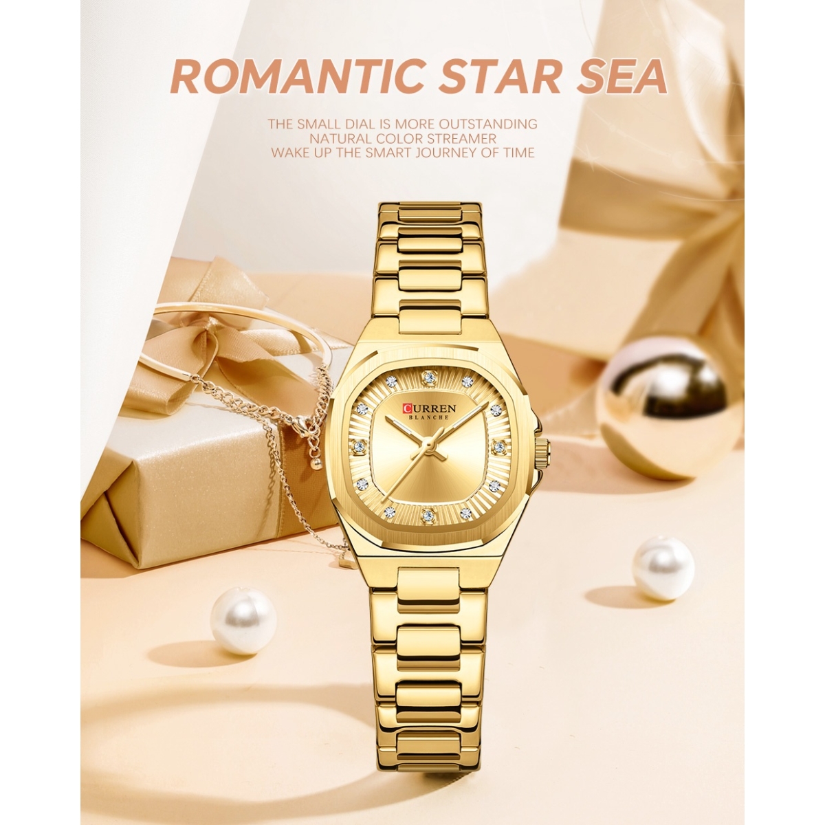 Γυναικείο Αναλογικό Ρολόι 25mm Quartz με Ατσάλινο Μπρασελέ Curren 9104-2 - Image 3
