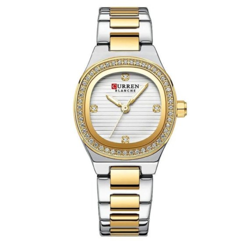 Γυναικείο Αναλογικό Ρολόι 25mm Quartz με Δίχρωμο Ατσάλινο Μπρασελέ Curren 9101-1