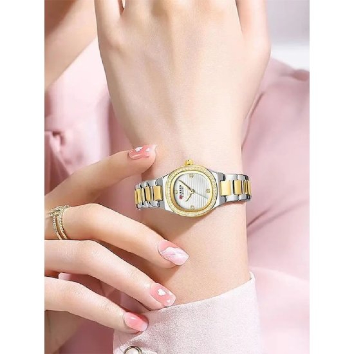Γυναικείο Αναλογικό Ρολόι 25mm Quartz με Δίχρωμο Ατσάλινο Μπρασελέ Curren 9101-1 - Image 3