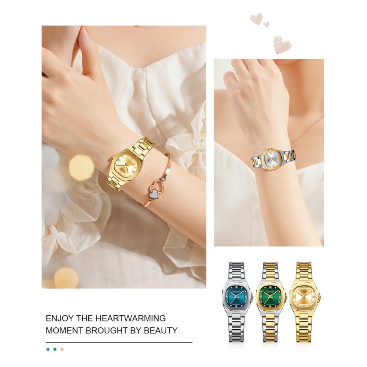 Γυναικείο Αναλογικό Ρολόι 25mm Quartz με Δίχρωμο Ατσάλινο Μπρασελέ Curren 9104-1 - Image 4