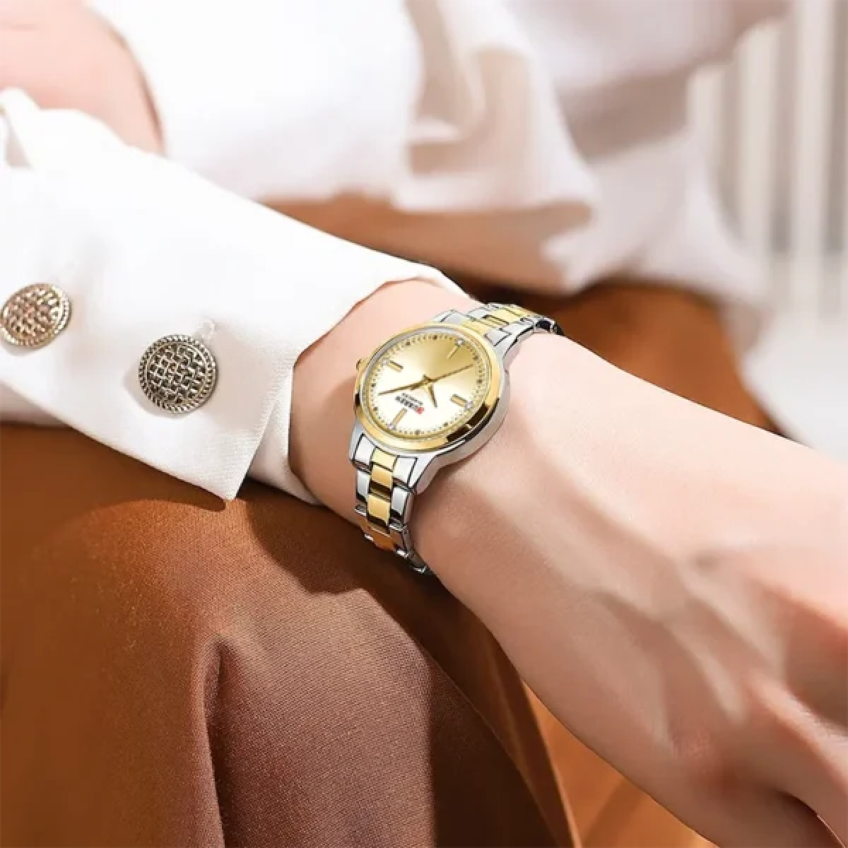 Γυναικείο Αναλογικό Ρολόι 28mm Quartz με Δίχρωμο Ατσάλινο Μπρασελέ Curren 9094-2 - Image 3