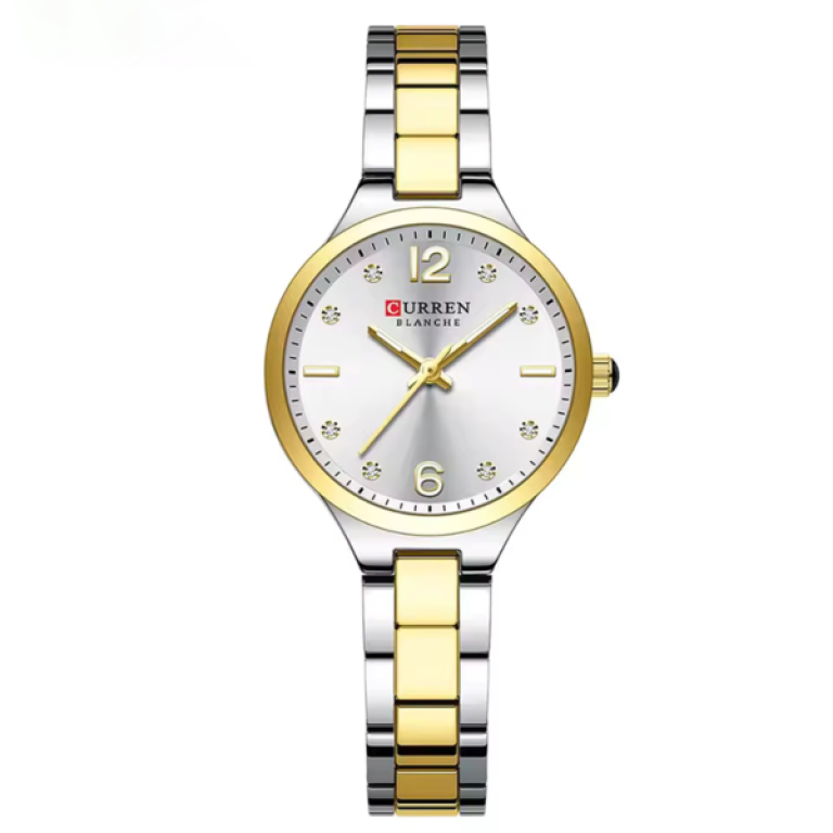 Γυναικείο Αναλογικό Ρολόι 31mm Quartz με Δίχρωμο Ατσάλινο Μπρασελέ Curren 9105-1