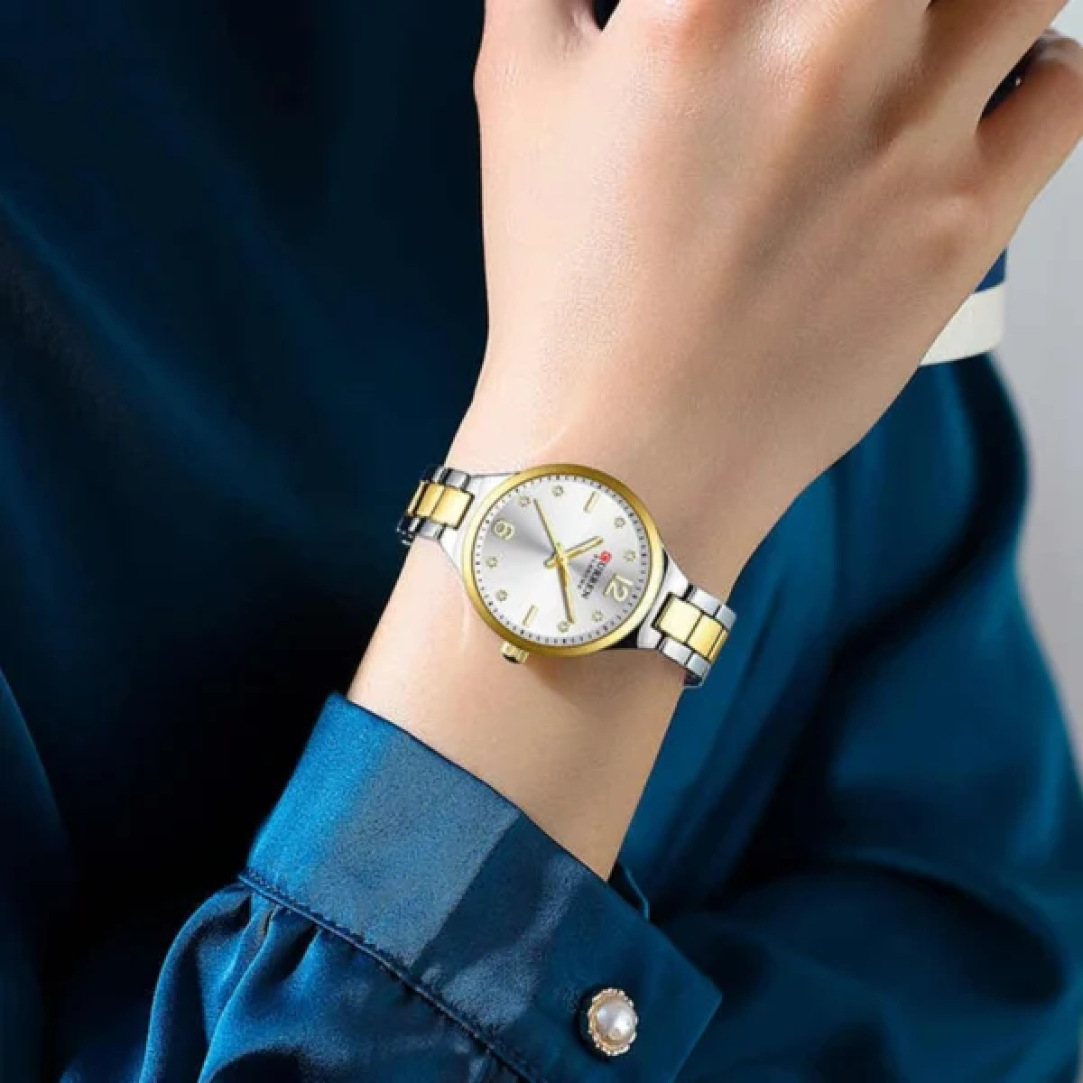 Γυναικείο Αναλογικό Ρολόι 31mm Quartz με Δίχρωμο Ατσάλινο Μπρασελέ Curren 9105-1 - Image 4