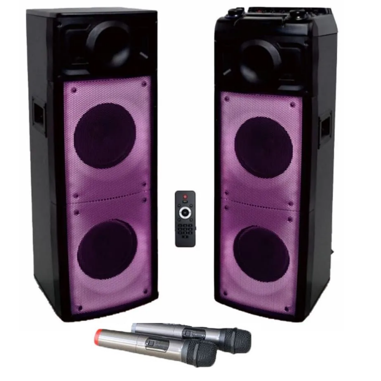Hχείο Bluetooth με Διπλά Woofer 8", 2 Ασύρματα Μικρόφωνα και LED Φωτισμό Meirende MR-1818N