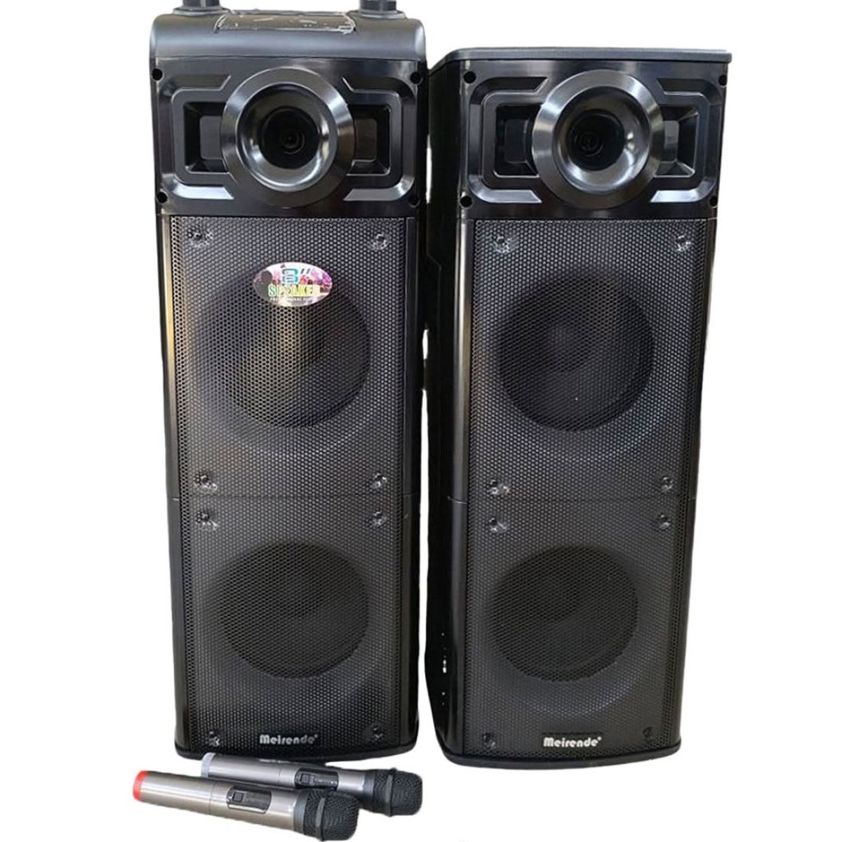 Hχείο Bluetooth με Διπλά Woofer 8", 2 Ασύρματα Μικρόφωνα και LED Φωτισμό Meirende MR-1818N - Image 3