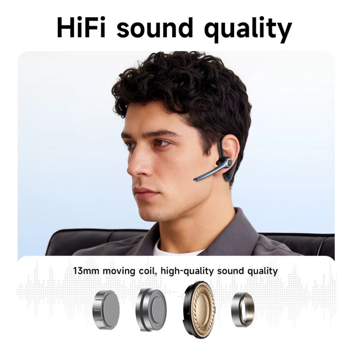 Hoco E90 - Ασύρματο In-Ear Mono Επαγγελματικό Bluetooth Headset με ENC σε Μαύρο Χρώμα