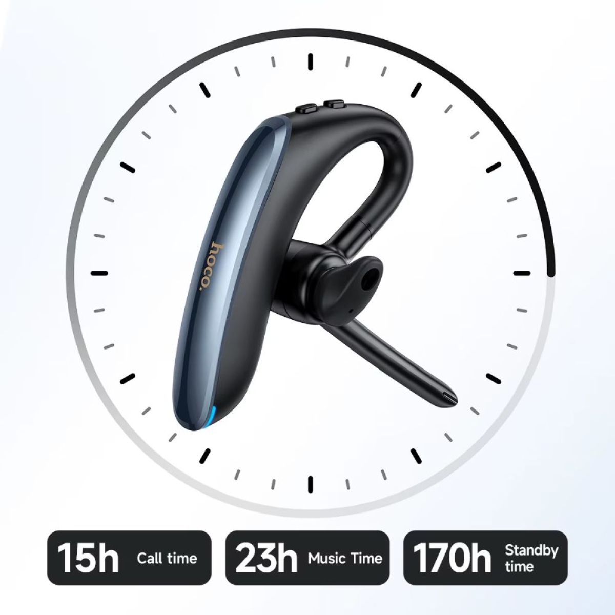 Hoco E90 - Ασύρματο In-Ear Mono Επαγγελματικό Bluetooth Headset με ENC σε Μαύρο Χρώμα