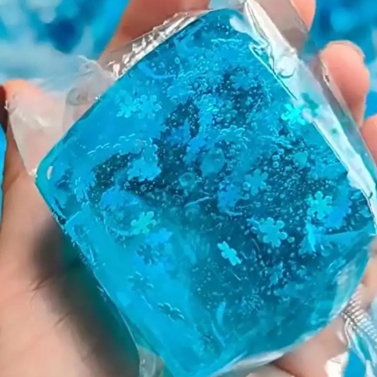 Ice Cube Squishy Κύβος με Νιφάδες Χιονιού Αντιστρές