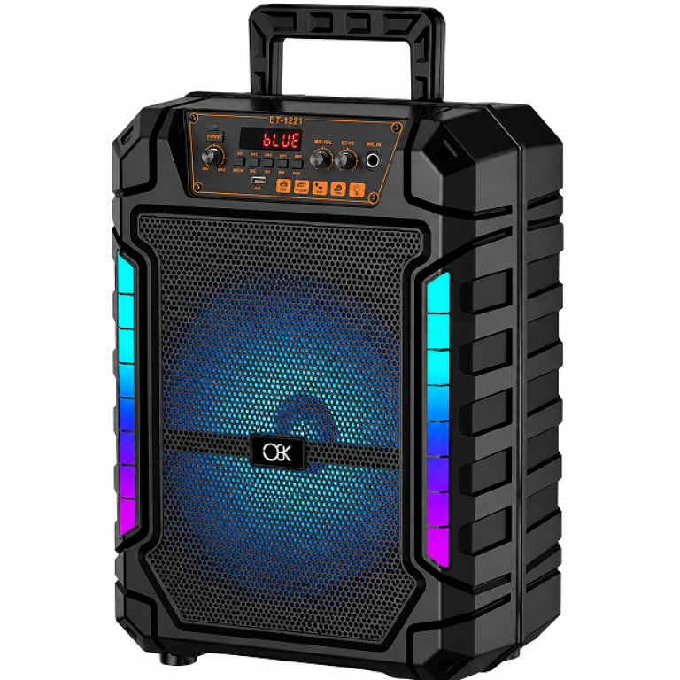 Ηχείο Karaoke Bluetooth 12″ 20W με RGB Φωτισμό, Μικρόφωνο & Τηλεχειριστήριο OK-1221