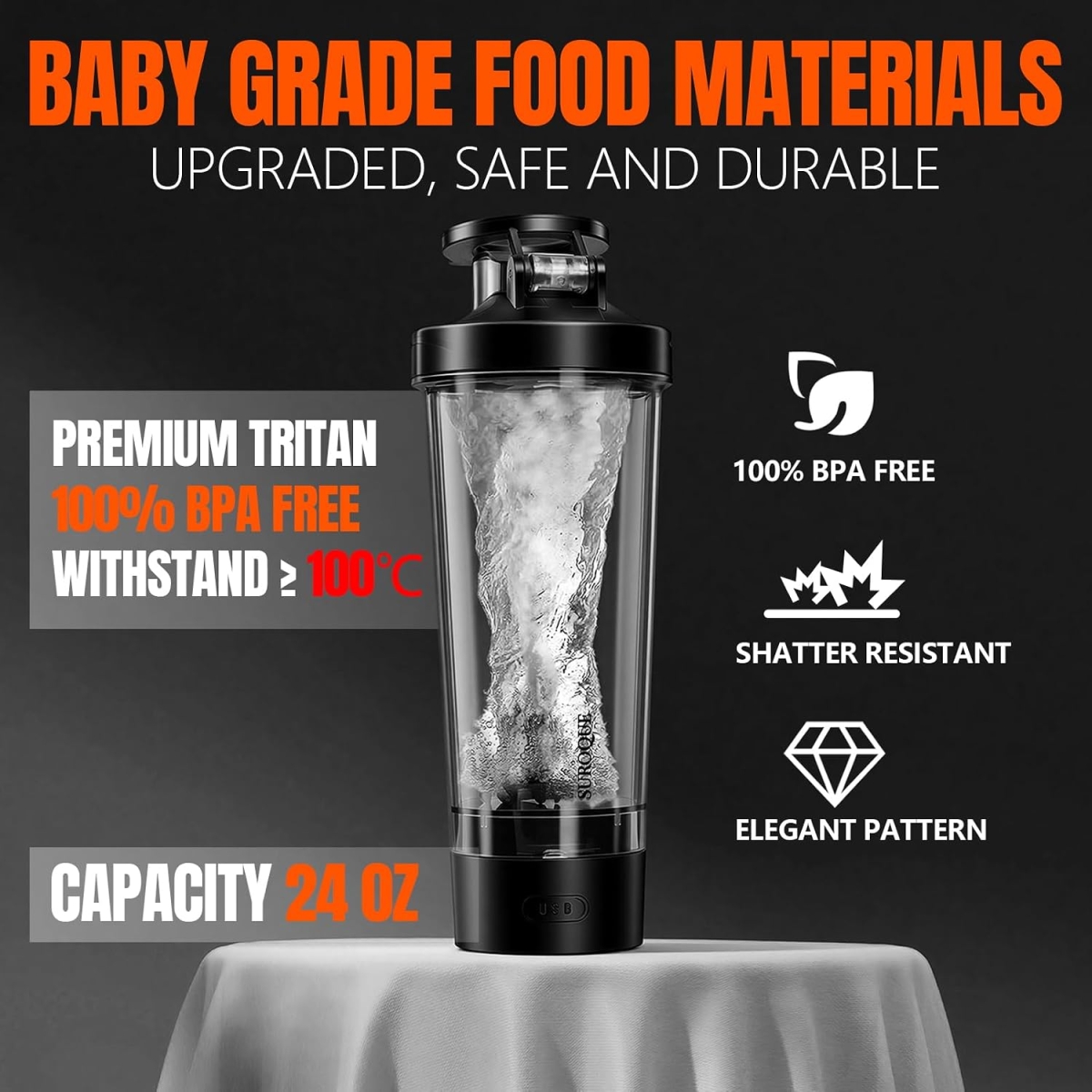 Ηλεκτρικό Shaker Πρωτεΐνης 700ml USB-C με Αυτόματη Ανάδευση MDHL FFX-396 - Image 6