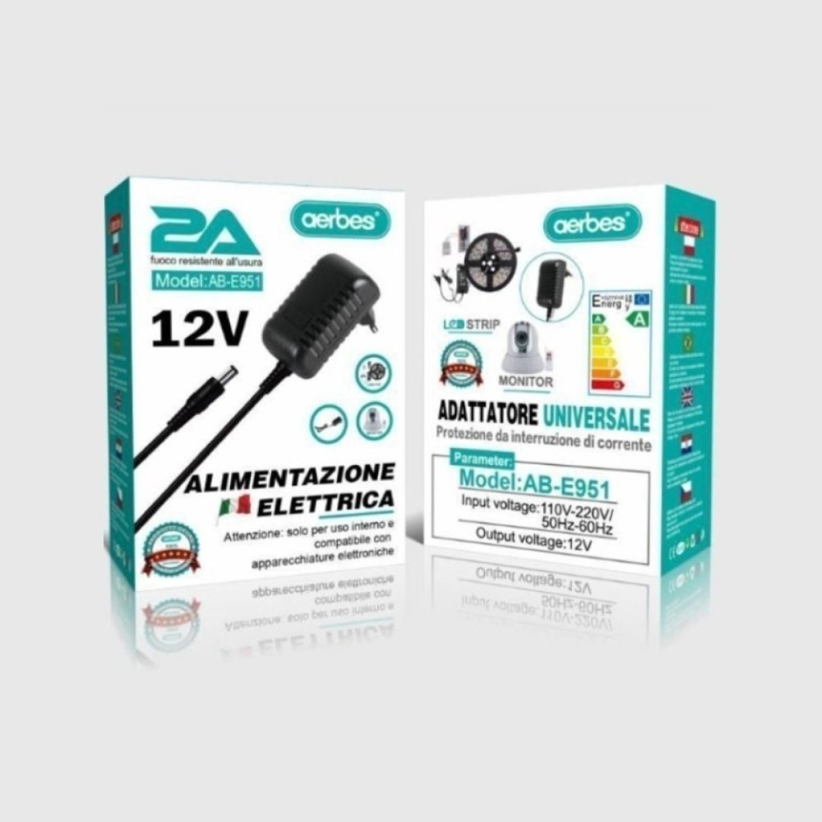 Ηλεκτρονικό Τροφοδοτικό 12V 1A 12W για Ταινίες LED & Συσκευές Aerbes AB-E951 - Image 4