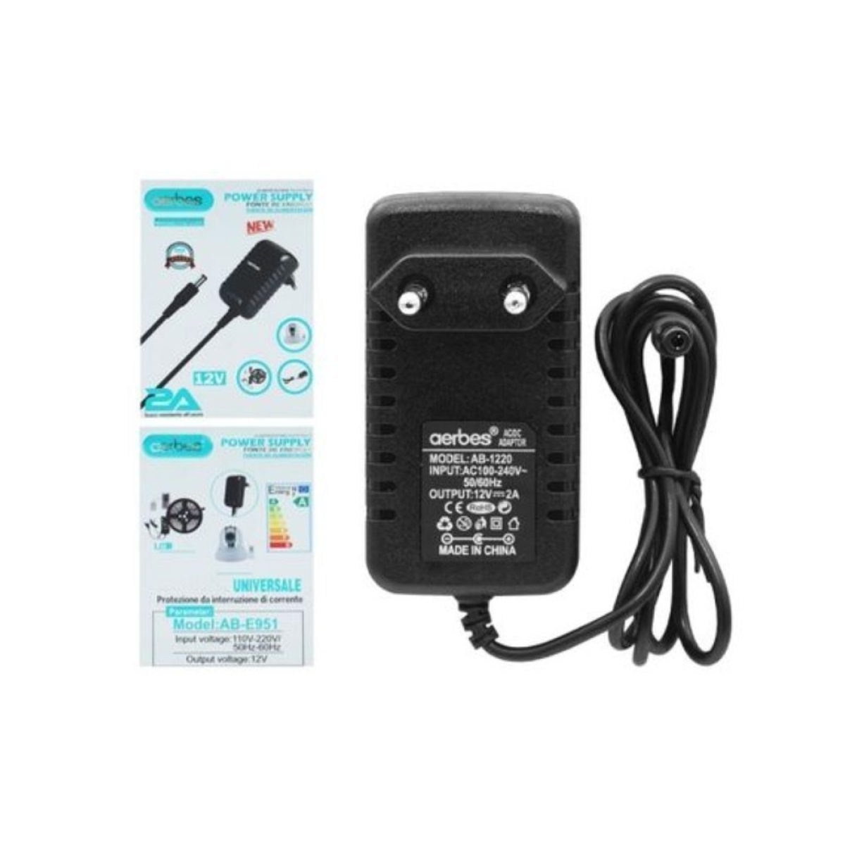 Ηλεκτρονικό Τροφοδοτικό 12V 1A 12W για Ταινίες LED & Συσκευές Aerbes AB-E951 - Image 2