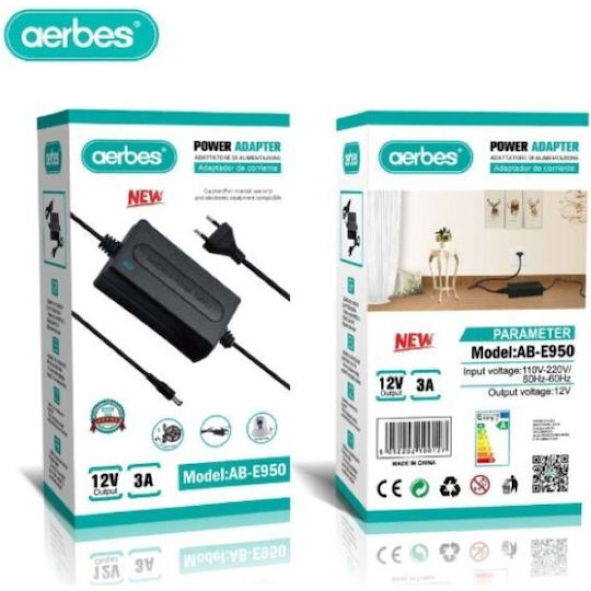 Ηλεκτρονικό Τροφοδοτικό 12V 3A 36W για Ταινίες LED & Συσκευές Aerbes AB-E95