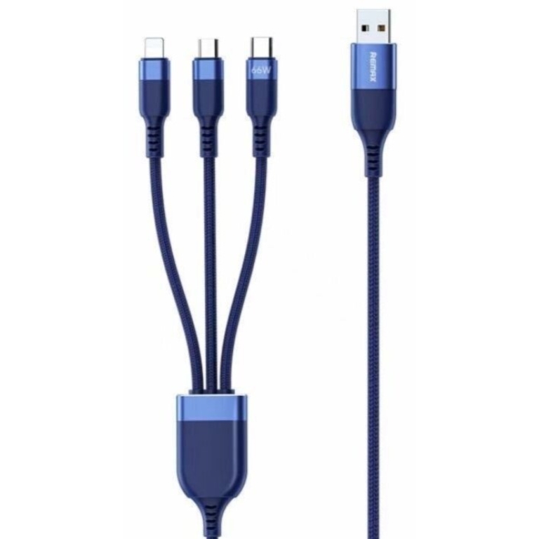 Καλώδιο Φόρτισης 3 σε 1 Lightning, Type-C & Micro USB 6A 66W Remax RC-C068