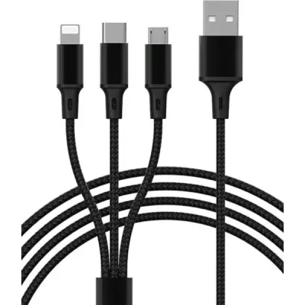 Καλώδιο Φόρτισης 3 σε 1 USB-A σε Lightning, Type-C & Micro USB 2.4A 1.3m Proda Azeada PD-B92th