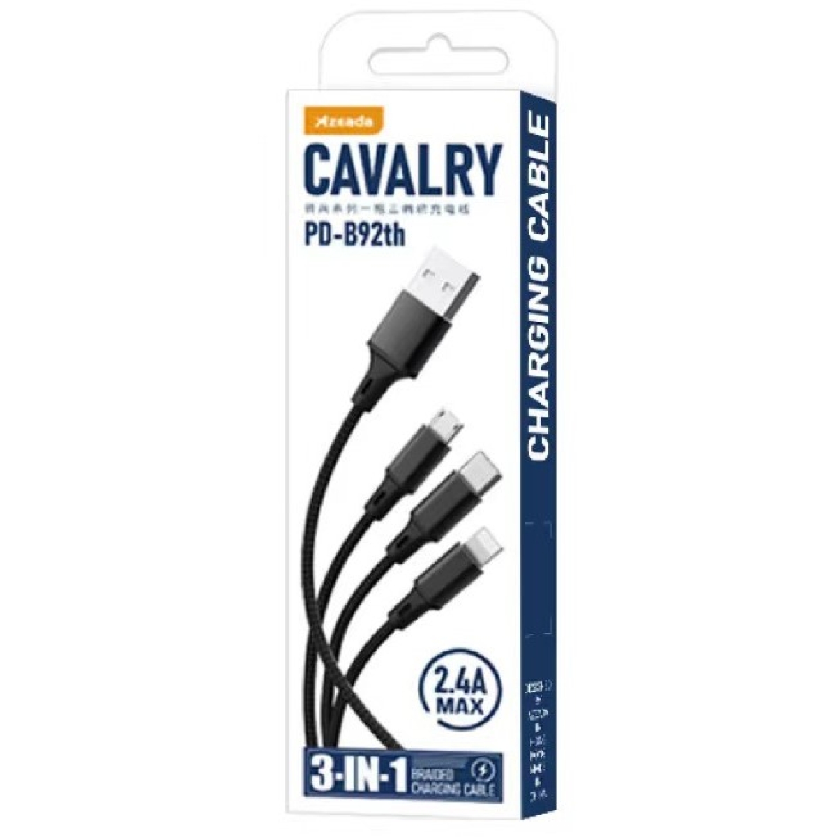Καλώδιο Φόρτισης 3 σε 1 USB-A σε Lightning, Type-C & Micro USB 2.4A 1.3m Proda Azeada PD-B92th - Image 2
