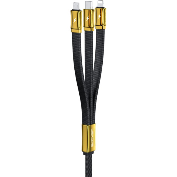 Καλώδιο Φόρτισης 3 σε 1 USB-A σε Lightning, Type-C & Micro USB 3A 1.5m Wekome WDC-140