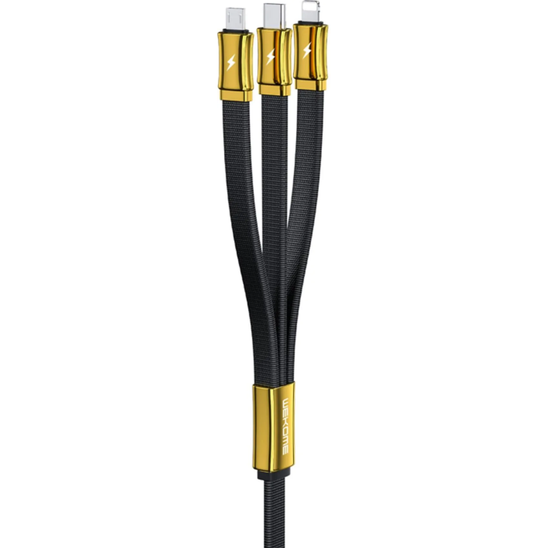 Καλώδιο Φόρτισης 3 σε 1 USB-A σε Lightning, Type-C & Micro USB 3A 1.5m Wekome WDC-140