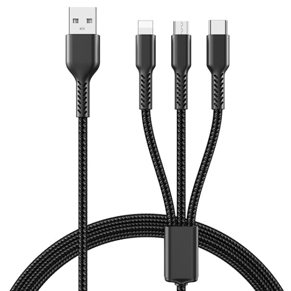 Καλώδιο Φόρτισης 3 σε 1 USB-A σε Type-C, Lightning & Micro USB 3A 1m Remax RC-C007