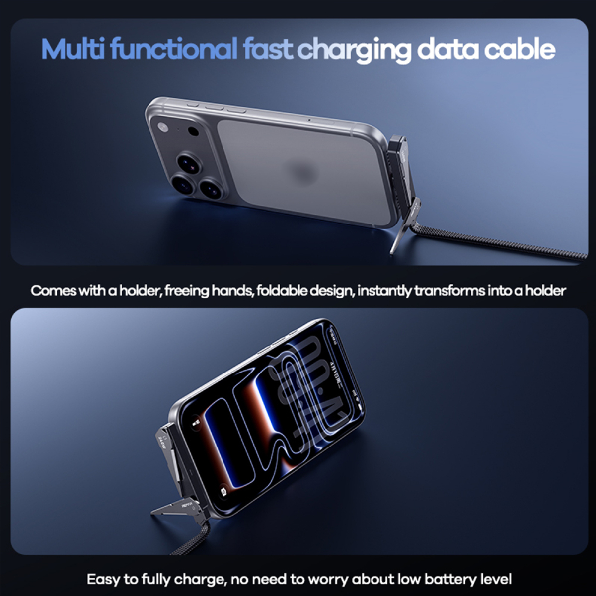 Καλώδιο Φόρτισης & Δεδομένων Type-C σε Lightning PD 30W 1,2m με Βάση Κινητού REMAX CB53 - Image 5