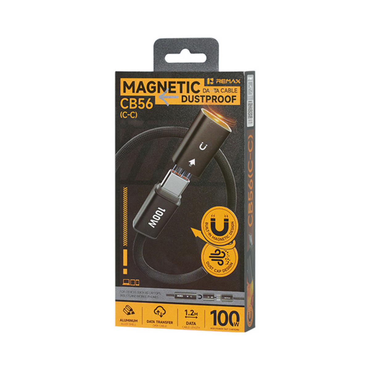 Καλώδιο Φόρτισης & Δεδομένων Type-C σε Type-C 100W 5A 1,2m με Μαγνητικό Κάλυμμα REMAX CB56 - Image 3