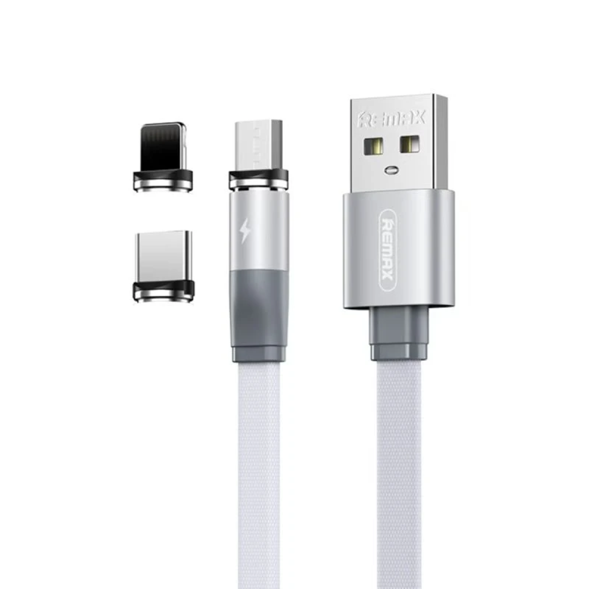 Καλώδιο Μαγνητικής Φόρτισης 3 σε 1 USB-A σε Lightning, Type-C & Micro USB 2.1A 1m Remax RC-169TH