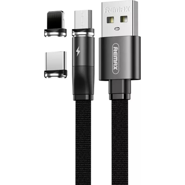 Καλώδιο Μαγνητικής Φόρτισης 3 σε 1 USB-A σε Lightning, Type-C & Micro USB 2.1A 1m Remax RC-169TH