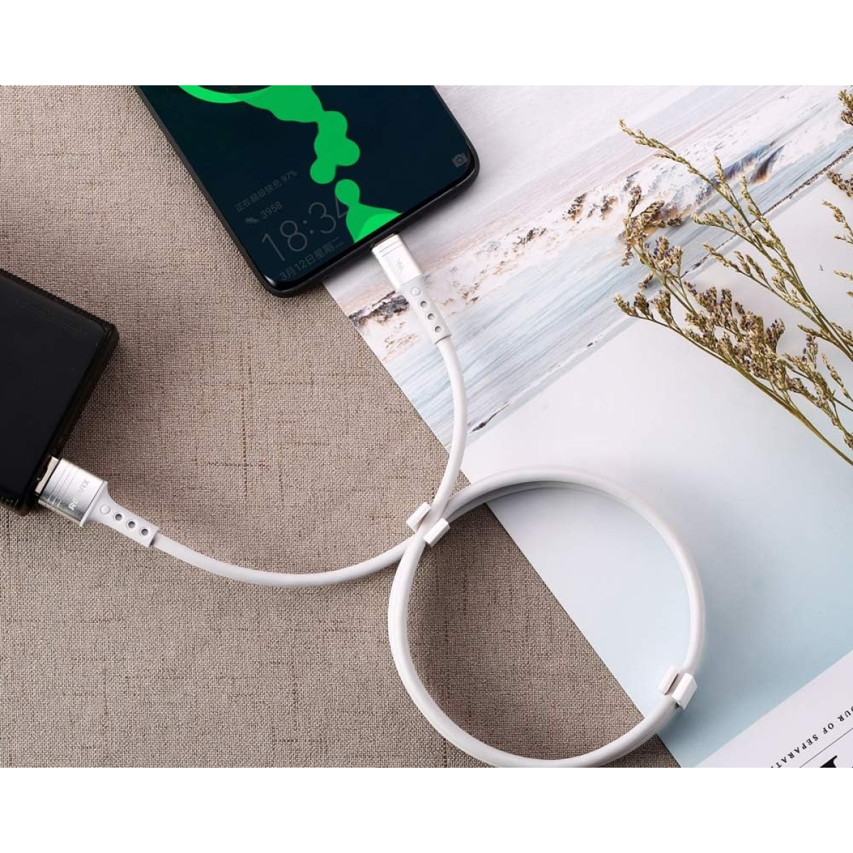 Καλώδιο USB-A σε Type-C 5A 22.5W 1m Λευκό Remax RC-135A - Image 2