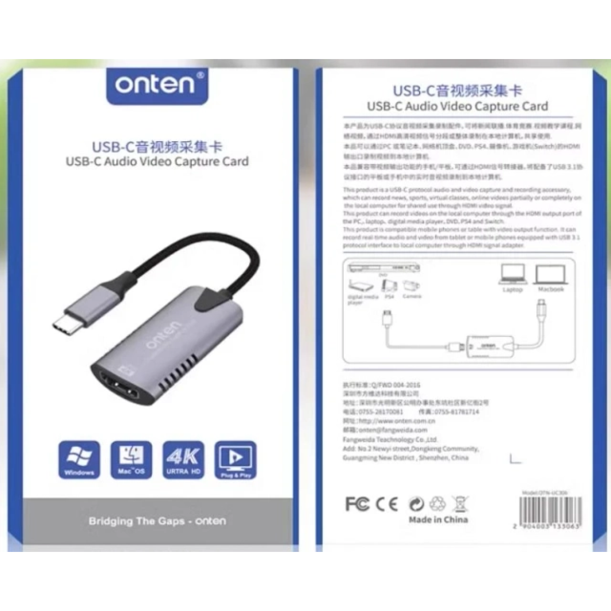 Κάρτα Καταγραφής Video Capture HDMI σε USB-C με Είσοδο 4K Onten OTN-UC306 - Image 3