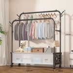 Κρεμάστρα Ρούχων με Ροδάκια 125x35x155cm Διπλή