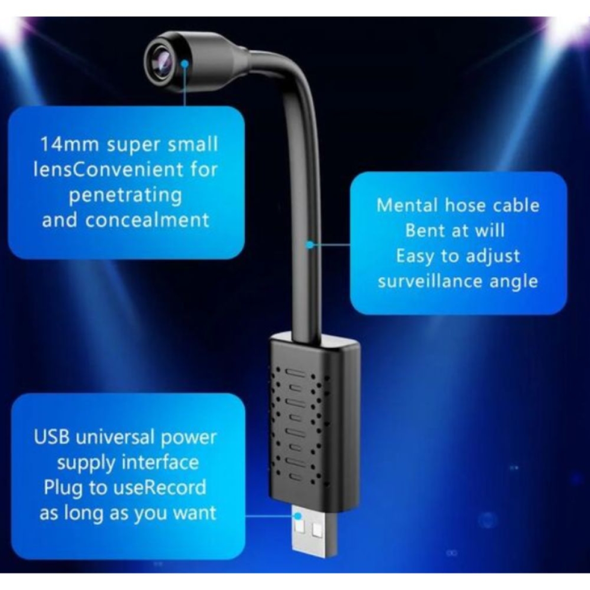 Κρυφή Κάμερα Παρακολούθησης USB με Καταγραφή Wifi FHD Ασύρματη με Εύκαμπτη Βάση Mini-Wi-Fi