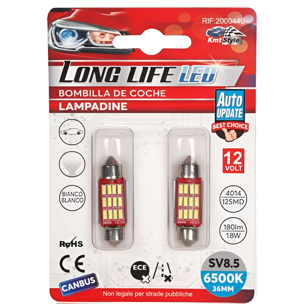Λάμπες LED Αυτοκινήτου CANBUS SV8.5 36mm 6500K Σετ 2τμχ Kmt Style 2000446 - Image 2