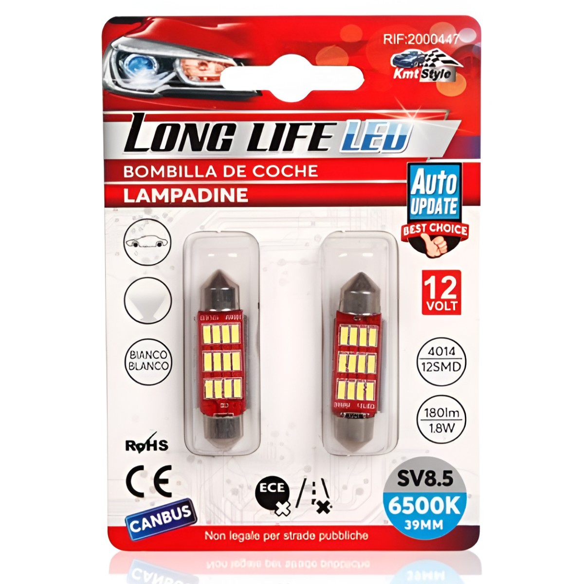 Λάμπες LED Αυτοκινήτου CANBUS SV8.5 39mm 6500K Σετ 2τμχ Kmt Style 2000447 - Image 2