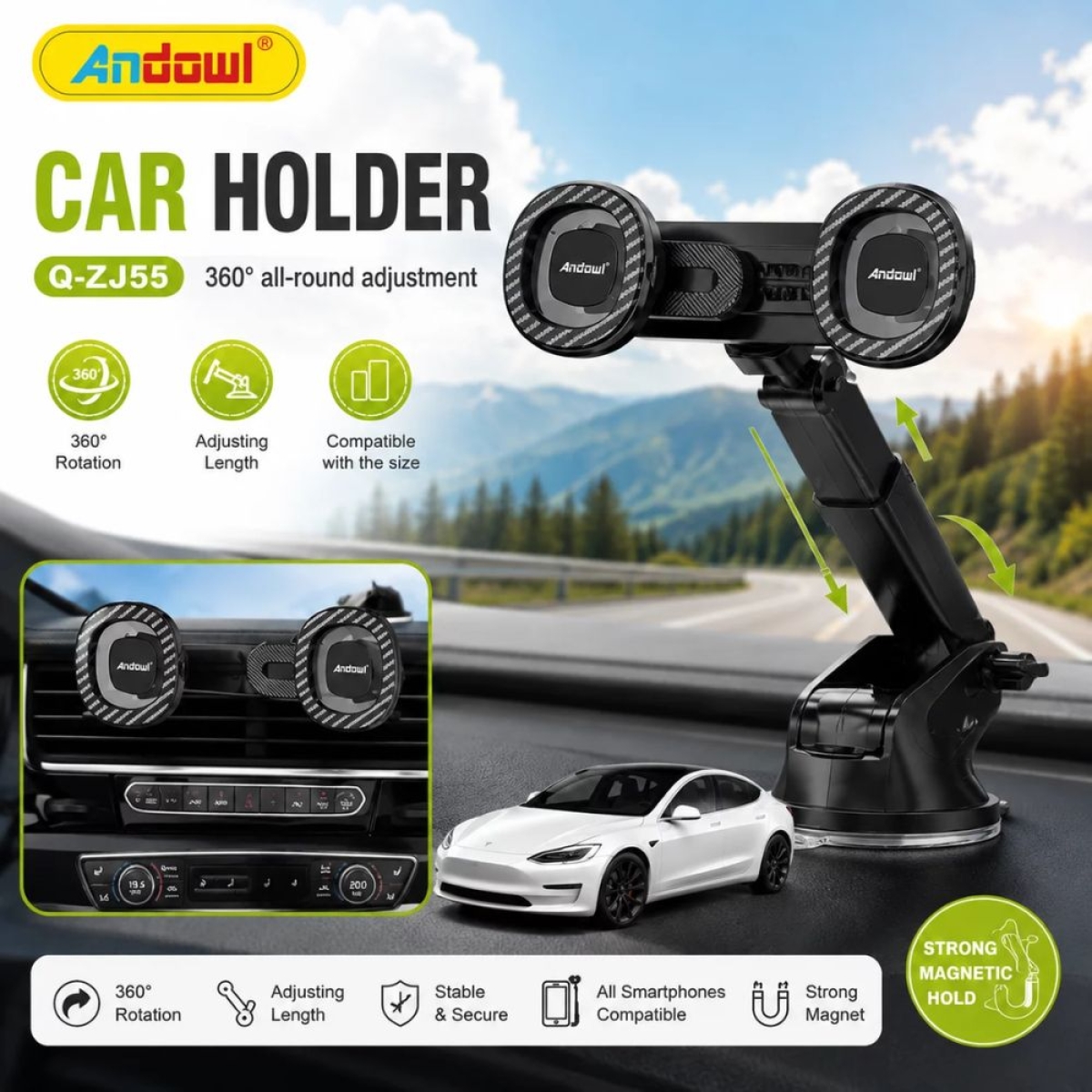 Μαγνητική Βάση Κινητού Αυτοκινήτου Andowl Q-ZJ55 360°