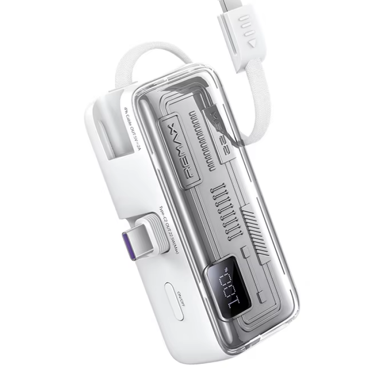 Mini Power Bank 5000mAh με Ενσωματωμένο Καλώδιο, Βύσμα Type-C & Ταχεία Φόρτιση 22.5W REMAX FP-108