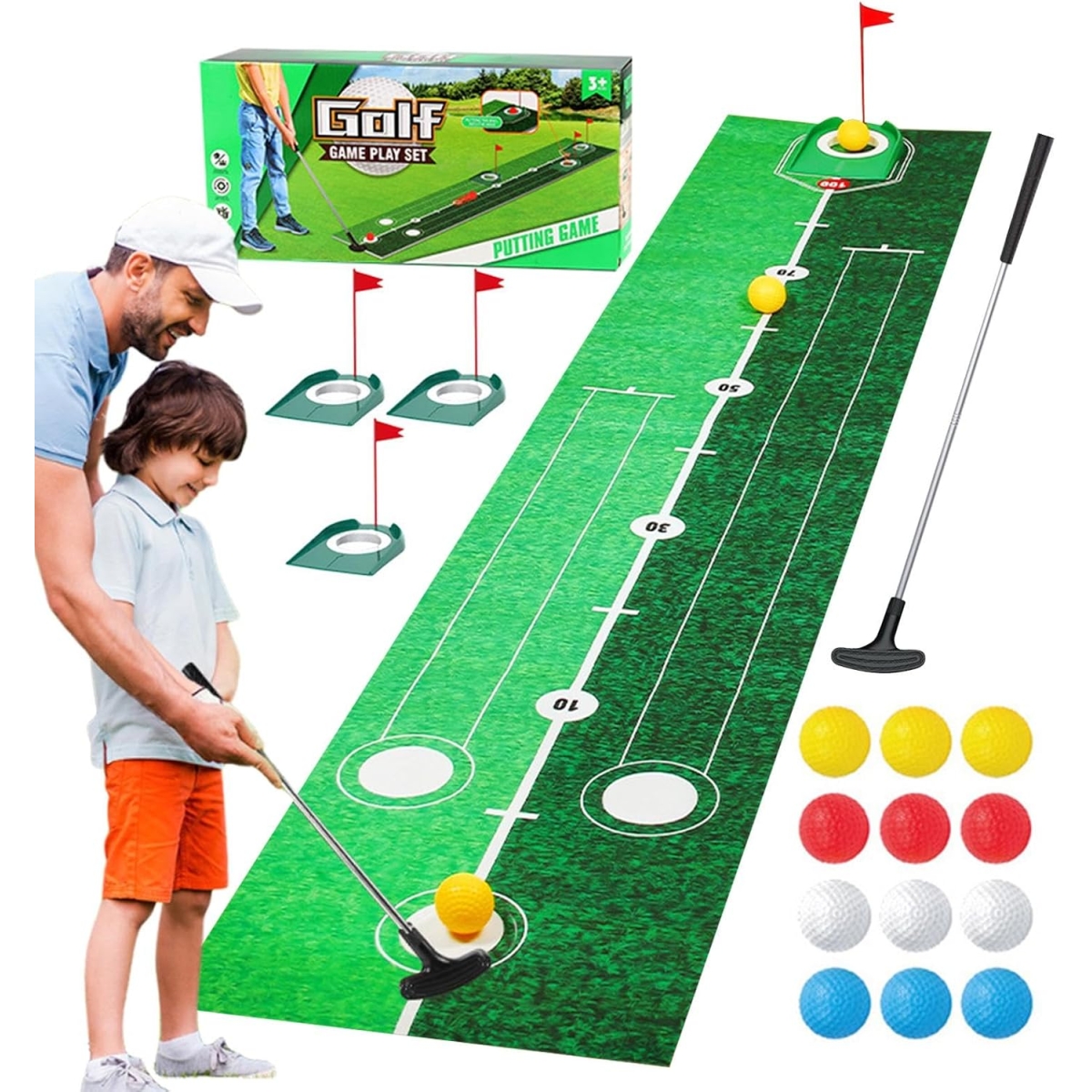 Παιδικό Σετ Golf με Τάπητα Putting – 3 Τρύπες – Indoor & Outdoor 7888-46A - Image 2