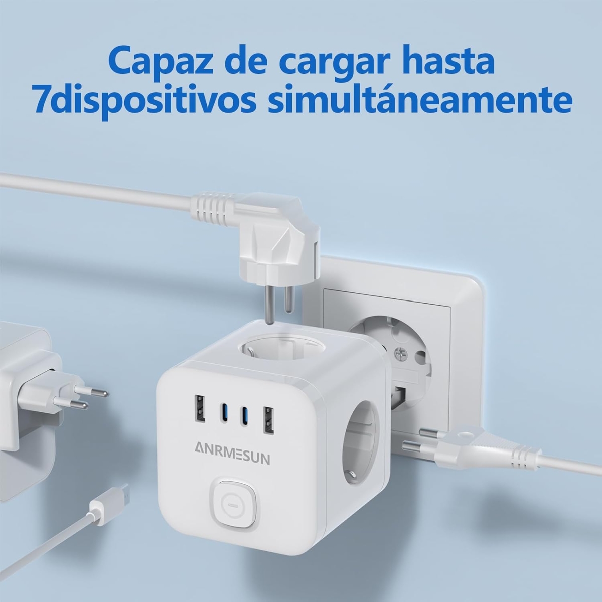 Πολύπριζο Cube 7 σε 1 με 3 Πρίζες, 2 USB-A & 2 USB-C 3840W Anrmesun AS-E3302C - Image 5
