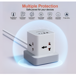 Πολύπριζο Tower 7 σε 1 2400W με 4 Πρίζες, 2 USB-A & 1 USB-C, Καλώδιο 2m Anrmesun AP-W2402C-EU - Image 6