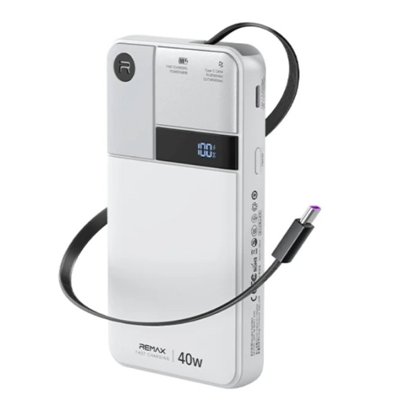 Power Bank 10000mAh 40W PD με Αναδιπλούμενο Καλώδιο Type-C & Ψηφιακή Οθόνη REMAX FP-123