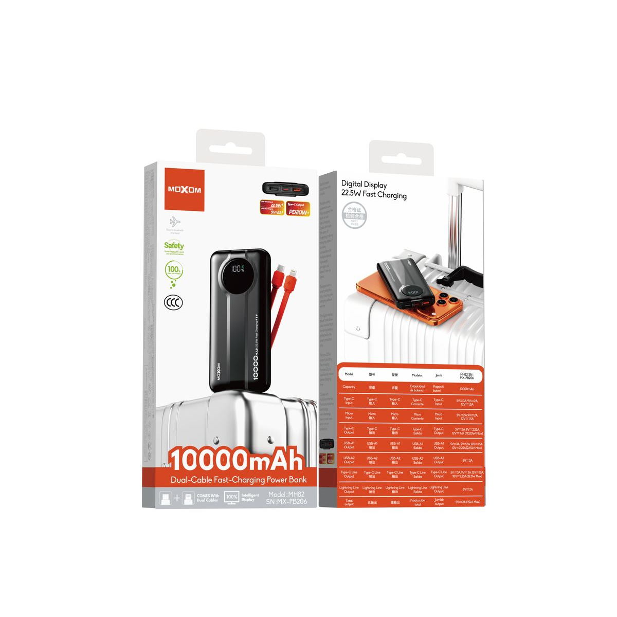 Power Bank 10000mAh με Γρήγορη Φόρτιση 22.5W & PD 20W Moxom MX-PB206 - Image 2
