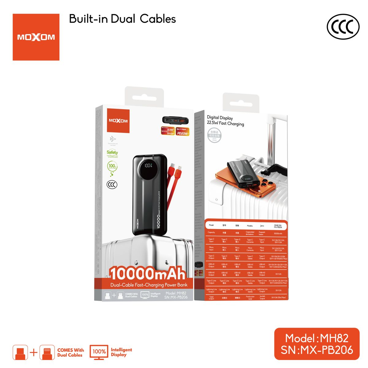 Power Bank 10000mAh με Γρήγορη Φόρτιση 22.5W & PD 20W Moxom MX-PB206 - Image 3