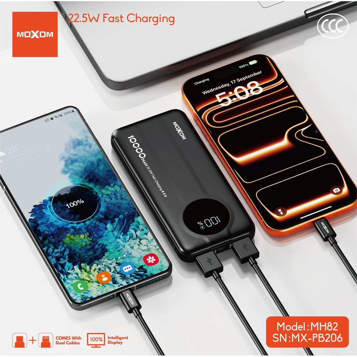 Power Bank 10000mAh με Γρήγορη Φόρτιση 22.5W & PD 20W Moxom MX-PB206 - Image 5