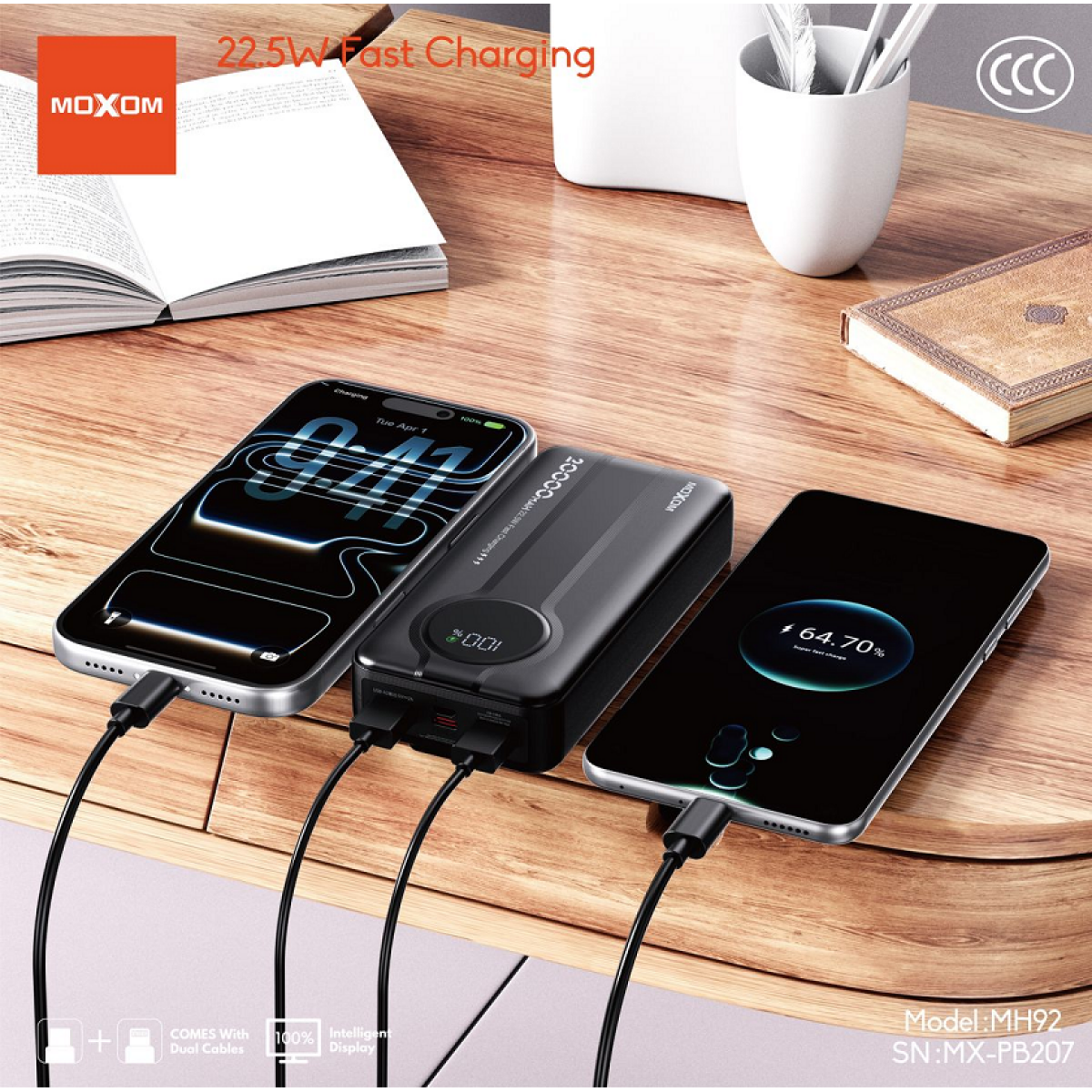 Power Bank 20.000mAh με Γρήγορη Φόρτιση 22,5W Moxom MX-PB207 - Image 3
