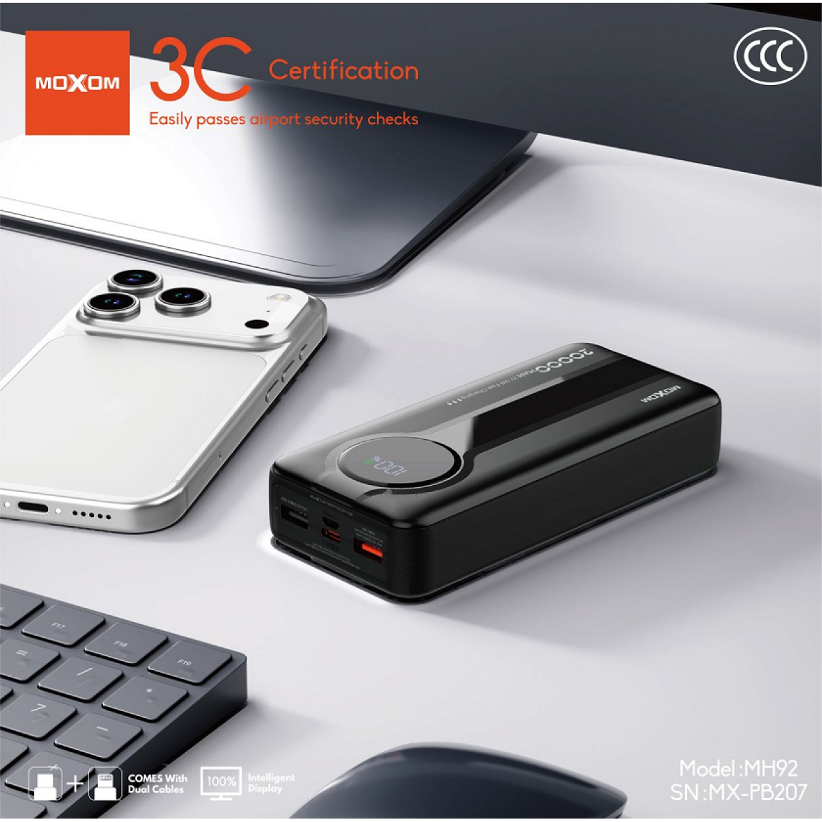 Power Bank 20.000mAh με Γρήγορη Φόρτιση 22,5W Moxom MX-PB207 - Image 5